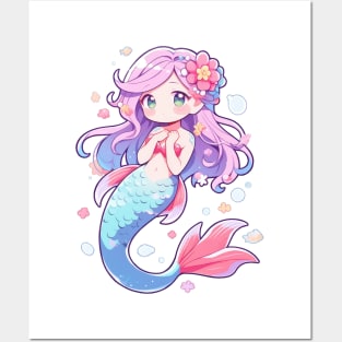 Cute Chibi Mermaid Creature Posters and Art